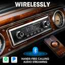 Retro Car Radio Receiver with Bluetooth: Single Din Vintage Stereo for Classic Vehicles - AM FM USB AUX Preset EQ Subwoofer Output