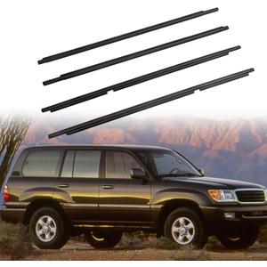 Car Outer Door Window Moulding Trim Weatherstrip Seal Belt Compatible with Toyota Lexus Vehicle 1998-2007 Land Cruiser 100 Series LX450, Replace#75710-60061 75720-60061 75730-60041 75740-60041