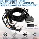 Cable Harness Snake Loom Replacement and Mono 1/4'' to 3.5 mm adapter Compatible with Alesis Nitro Mesh Electronic Drum Set Module Surge Command Forge Turbo Crimson DM7X RCA Connector Type Hi-Hat