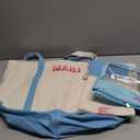 3 Pcs Empty Mahjong Canvas Bag Gift Embroidered American Mahjong Set Incl Tiles Bag and Racks & Pushers Drawstring Bags (Blue)