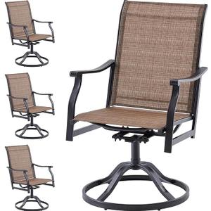 Soohow Outdoor Dining Chairs Set of 4, 360°Swivel Patio Dining Chair with Textilene Fabric, Outdoor Metal Armchair All Weather Resistant, Ergonomic Comfort, Perfect for Patio, Backyard, Balcony