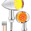 PBYMT Motorcycle Bullet 24 LEDs Turn Signal Lights Amber SMD Blinkers Mount Hole Compatible for Honda Yamaha Suzuki Kawasaki Harley Chopper Bobber (Black) (Chrome/Red and Yellow)