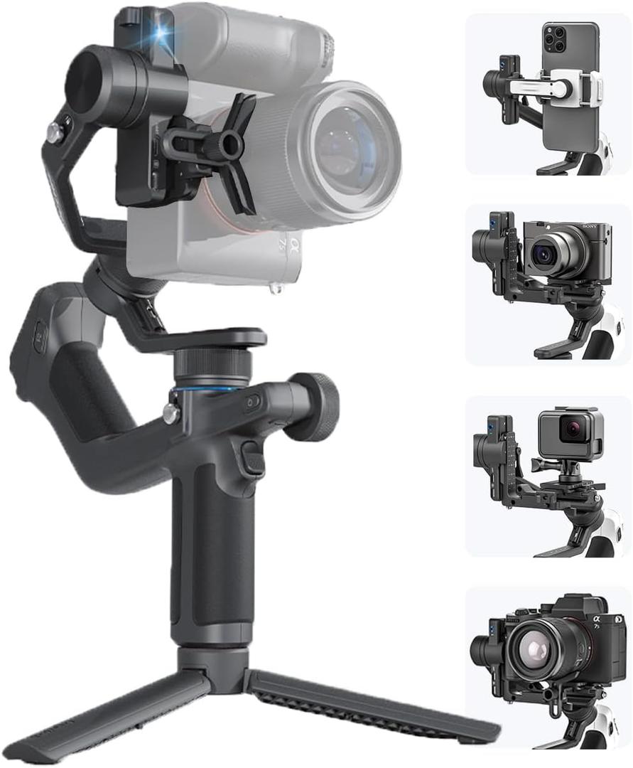 FeiyuTech [Official] SCORP Mini-2 All in One 3-Axis Camera Stabilizer,Built-in AI Track Sensor Handheld Gimbal for Sony A7III,Canon R6,Nikon Z30,Fujifilm,GoPro11/12,iPhone 15 14Pro,Samsung,Max 2.65lb