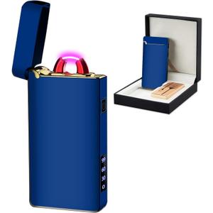 SKRFIRE USB Windproof Lighter  High-Power Electric Arc, Rechargeable Plasma Lighter with Multi-Mode Flashlight & Battery Level Display, Designed for Camping, Cooking & Travel(Blue)