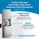 Bobrick 3949 ClassicSeries Stainless Steel Surface-Mounted Convertible Paper Towel Dispenser/Waste Receptacle, Satin Finish, 12 Gallon Capacity, 17-1/2" Width x 56-5/16" Height