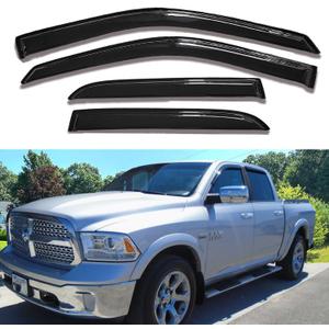 Side Window Visors rain Guards Vent Deflectors Compatible with Dodge Ram 1500 Crew Cab 2009-2018, Ram 2500/3500 Crew/Mega Cab 2010-2025, 2019-2024 Ram 1500 Classic Crew Cab, Truck Accessories 94109
