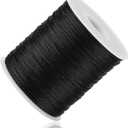 Black Nylon String Cord - 1MM 100 Yards Black Twine, Bracelet String for Bracelet Making, Braided Ornament Lanyard Thread, Jewelry Thread Clay Bead Cords for Crafts, Macrame Satin