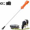 Cattle Prod, Rechargeable Electric Livestock Prod with 2 LED Lights, Waterproof Animal Prod for Livestock Management and Farm Ranch Herding, Cattle Prod with Flexible Shaft for Cows, Hogs, Dogs, Goats (34 Inch)