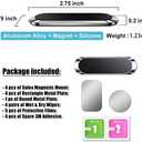SALEX Flat Magnetic Phone Mounts 4 Pack. Black Cell Phone Holder for Car Dashboard, Wall, Truck. Universal Stick on iPad Wall Magnet Mount Kit for Tablets, Smartphones. Magnetic Phone Mount for iPhone