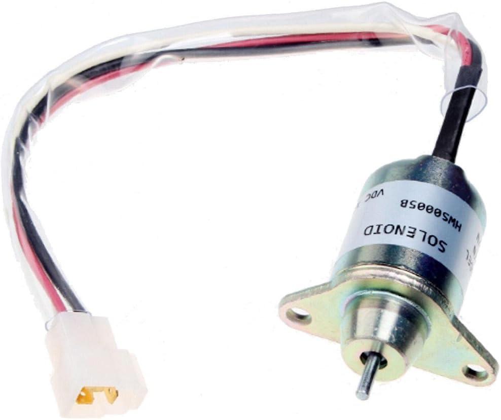 Fuel Shut Off Solenoid 12V M806808 119653-77950 Compatible with John Deere Tractor 2520 2305 2720 3005 4005 4010 4100 4110 4115 1023E 1025R Compatible with Yanmar 4TNV88
