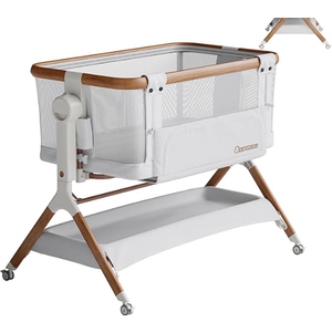 STARMONS Bassinet Bedside Sleeper, Rocking Bassinet for Baby, 3 in 1 Crib with 6 Adjustable Height,Breathable Mesh and Lockable Wheels, Baby Must Haves for Newborns