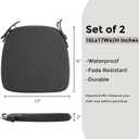 Outdoor Chair Cushions Set of 2,Patio Seat Cushion 17"x16"x2",U-Shaped Dining Chair Cushion 17 by 16 Inch,Water Resistant,Fade-Resistant Chair Pads for Kitchen Garden Furniture(Charcoal Gray)