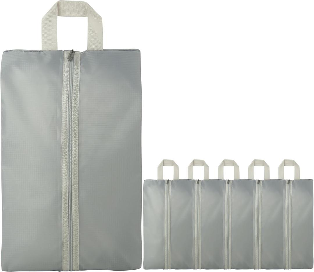 6pcs Portable Shoe Organizer, Travel Pouches with Zipper, Golf Shoe Bags, Clothes Bags, Soccer Cleats Bag Shoe Pouch for Gym, Waterproof, Odor-Resistant (Grey)