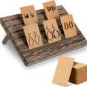 Blulu 31 Pack Wooden Earring Display Stand 7 Slots jewelry Display Holder with Earring Card for Selling Vendors Retail Show (Brown, Light Brown)