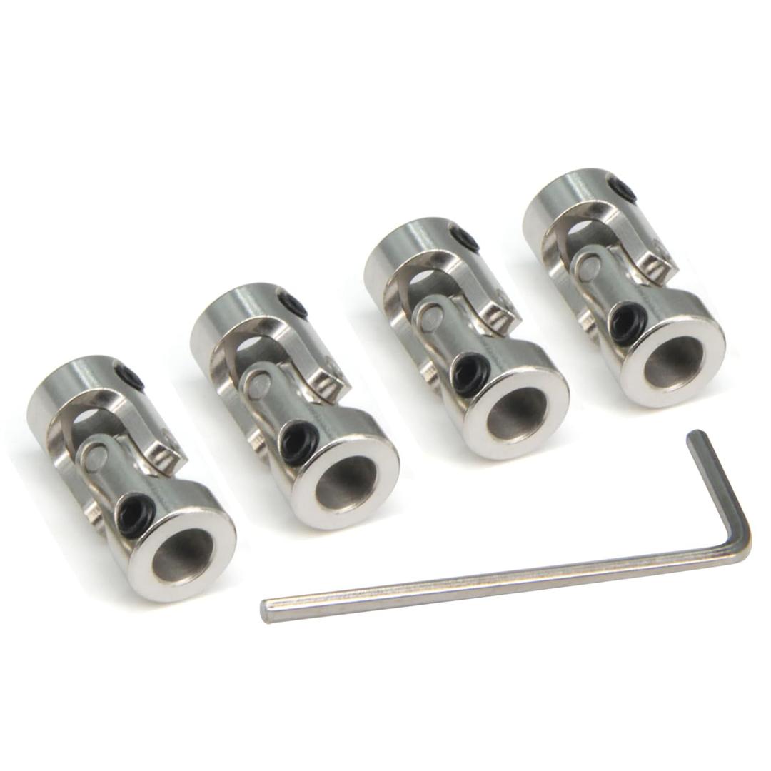 6mm to 6mm Rotatable Universal Steering Joint Shaft Coupling Connector L23x D11 with Screws with Wrench, 4pcs/Pack (Size: 6mm to 6mm)