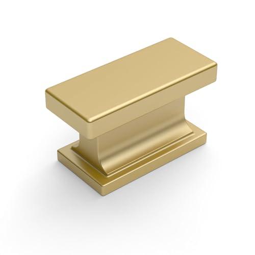 Amerdeco 10 Pack Brushed Gold Cabinet Knobs 1.46 Inch(37mm) Single Hole Cabinet Handles Rectangle Dresser Knobs Drawer Knob for Bathroom Cabinets