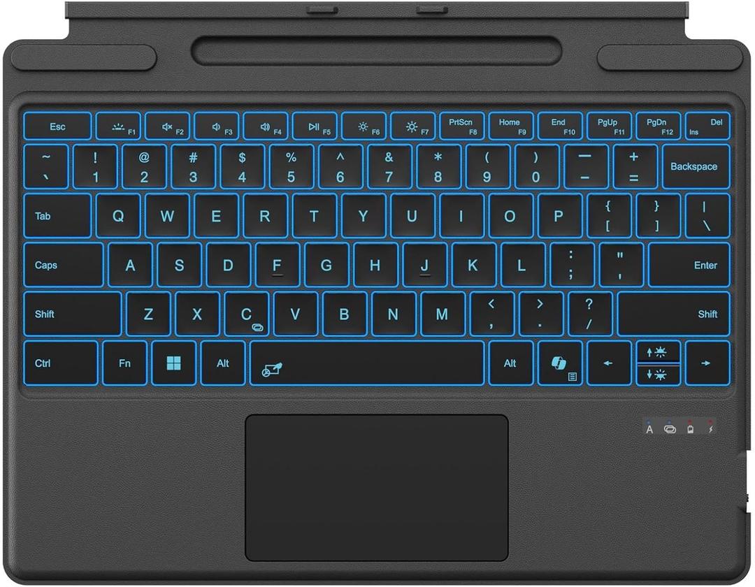 Surface Pro Keyboard for Microsoft Surface Pro 11/10/9/8/X 13", 7 Color Backlits, Detachable Bluetooth Wireless Keyboard with Pen Storage, Ultra-Slim Rechargeable Type Cover with Multi-Touch Trackpad