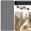 12Pack 56.4nch Aluminum Stair Railing Kits, 4.7 FT x 5/8 inch Stair Balusters Round Horizontal Baluster Indoor Railings and Banisters, Matte Black Stair Baluster for Indoor Indoor Outdoor Deck Railing