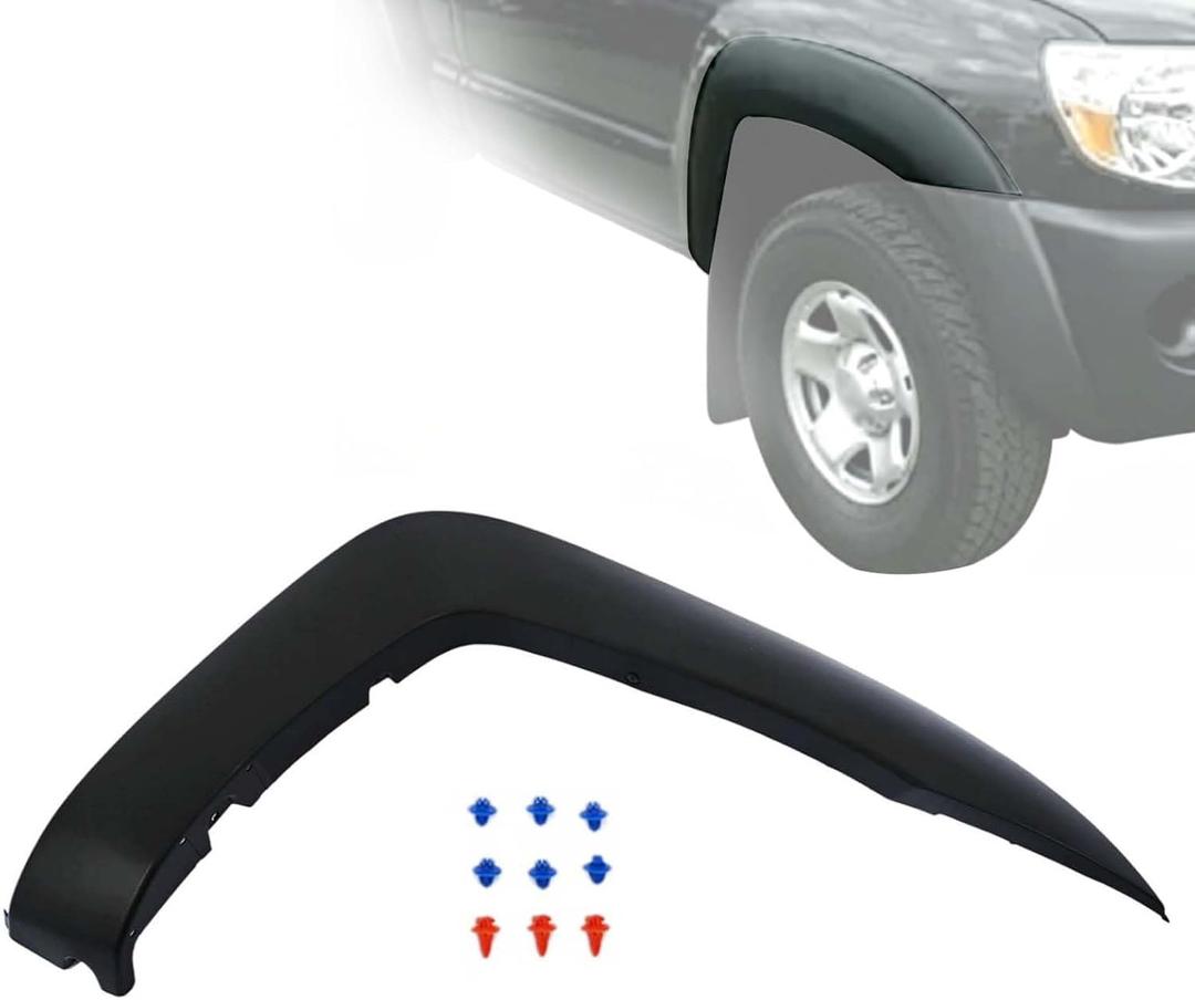Front Wheel Arch Opening Molding Trim Right Side Compatible with Toyota Tacoma 2005-2015 Replace 7508504030 7508504040 Front Fender Flares Passenger Side Black