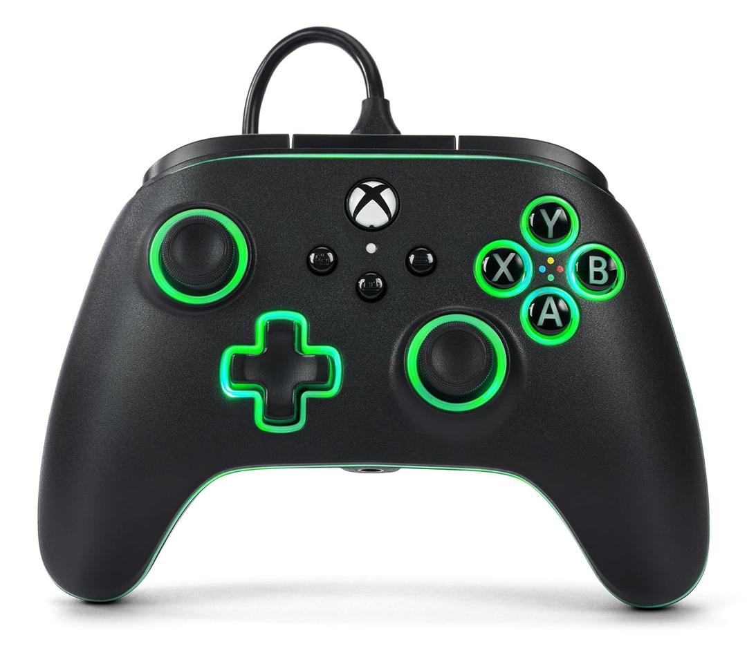 PowerA Advantage Wired Controller for Xbox Series X|S with Lumectra - Black, gamepad, wired video game controller, gaming controller, works with Xbox One and Windows 10/11, officially licensed