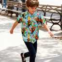 westwolf 7-14T Boys Button Down Hawaiian Shirts 3D Printed Short Sleeve Cool Top Shirt (13-14 Years, Brown Green-1)