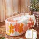 Portable Bathtub Ice Bath Tub - Foldable Collapsible Bathtub for Adult Shower Bathroom Hot SPA Soaking Cold Plunge Tub Freestanding Bathtub 47"Lx22"Wx20"H Pink