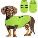 Queenmore Soft Fleece Dog Jacket, Warm Winter Dog Clothes with Leash Hole, Dachshund Sweater for Small Dogs Cats Boy or Girl (Green, xxs)