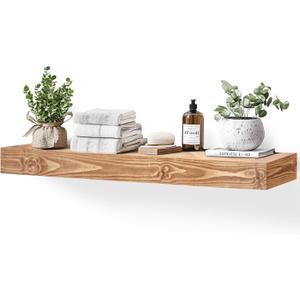 48x3x7in Solid Wood Floating Shelf – Wood Natural Wall Mounted Fireplace Mantel Shelf – Heavy Duty Decorative Fireplace Mantel for Living Room, Kitchen, Bathroom, Bedroom, 48x3x7-hollow