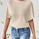 SweatyRocks Women's Plus Size Dolman Sleeve Crew Neck Textured T Shirts Summer Casual Tee Tops (XXXL)