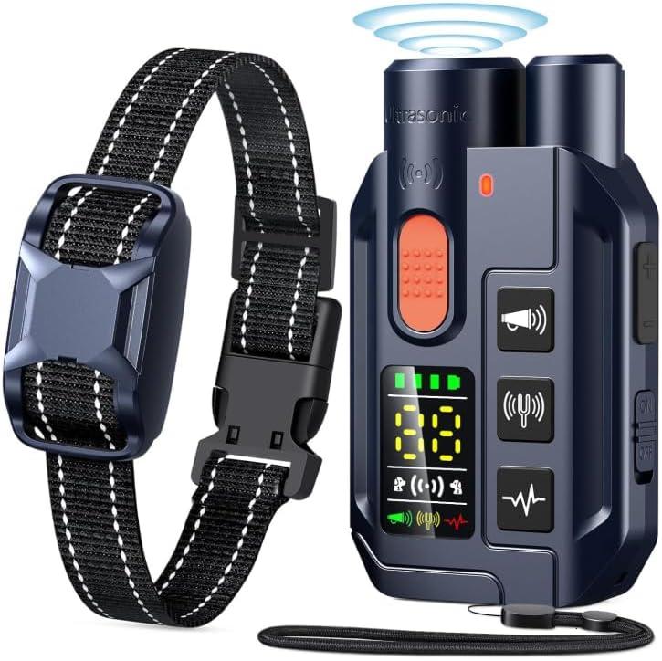 Dog Training Collar with Remote  4200FT Range, 2-in-1 Ultrasonic Bark Deterrent, 4 Humane Training Modes, Dual Channel, IP67 Waterproof & Rechargeable eCollar for Small, Medium & Large Dogs 20120lbs