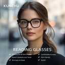kunchu Reading Glasses for Women & Men - Blue Light Blocking for Computer/Phones, Oversize Style & Spring Hinge(Black,1.5X)