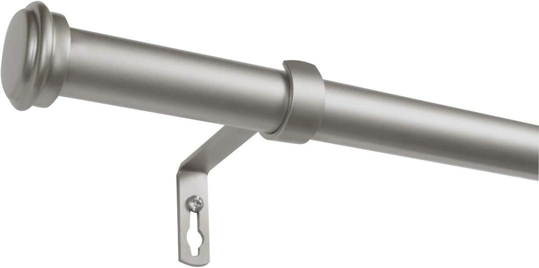EXCLUSIVE HOME Topper 1" Indoor/Outdoor Curtain Rod and Finial Set, Matte Silver, Adjustable 84"-160"