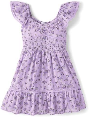 The Children's Place, Girls, Casual Smocked Dress, SleevelessLavender Tea, X-Small