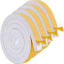 4 Rolls Total 26 Ft White Weather Stripping 1 Inch Wide x 3/4 Inch Thick Self Adhesive High Density Foam Tape Insulation Weatherproof Window Door Seal Strip Soundproof Collision Avoidance 6.5 Ft x 4
