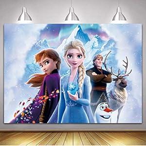 Syand Frozen Backdrop for Girls Birthday Party,7x5ft Elsa Photography Background Vinyl Wall Decorations Supplies for Kids Boys Toddlers