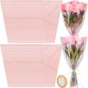 Jaloro 200 Pcs Pink Flower Bags for Bouquets 17.7 x 11 Inch Mother's Day Large Plastic Flower Sleeves Bulk with Ribbon Florist Supplies for Wedding, Birthday, Spring Graduation Gift Wrapping