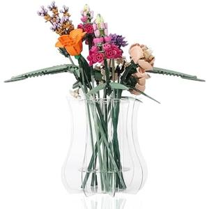 Vase Holder fit for Lego Flowers Bouquet - Acrylic Puzzle Vase fit for Lego Botanical Collection Building Set, Adult Gift Display Stand for Roses Orchid Sunflower Tulips Daffodils Lotus(Transparent)