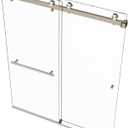 VITRA-200 56.5-59" W x 78" H Twinglide Frameless Shower Door w/ 3/8" Clear Tempered Glass (Brushed Nickel) (BRUSHED STAINLESS - TOWEL BAR & KNOB)