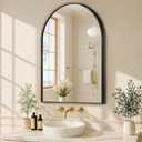 MZON 16 * 24 Inch Arched Black Mirror, Arched Bathroom Mirror, Arch Mirrors for Wall, Vanity, Entryway&Livingroom, Metal Frame&Tempered Glass, Anti-Rust, Modern Home Decor