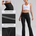 Pioneer Camp Women's Flare Yoga Pants Bootcut Flared Leggings with Pockets High Waist Tummy Control Bell Bottoms Gym Workout (Large, Black)