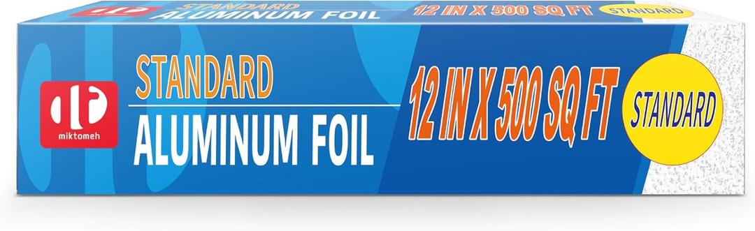 Standard Aluminum Foil 12" x 500 Sq Ft - for Grilling, Baking & Cooking, Food Storage & Preservation, Commercial Use