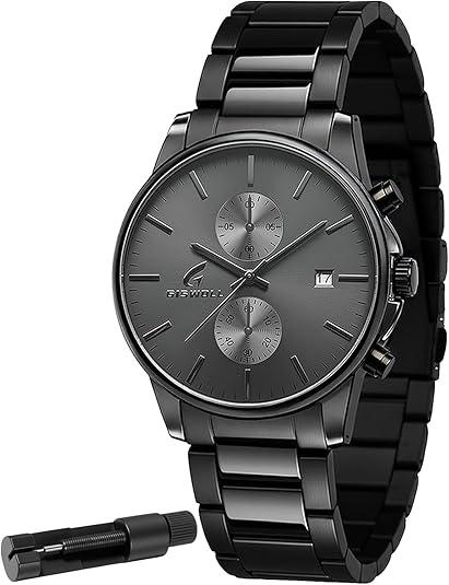 Stylish Stainless Steel Chronograph Watches for Men with a Hefty, Solid-Built Feel — Waterproof Quartz Men's Watches with Auto Date & Second Subdials, Refined Gifts for Men, Boyfriend, Husband, Dad