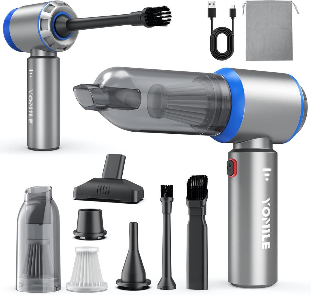 Mini Vacuum Cleaner, 2 in 1 21000PA Brushless Car Vacuum &210000RPM Air Duster 9000mAh Battery Air Blower Wireless Handheld Vacuum for Car,Office and Home Cleaning