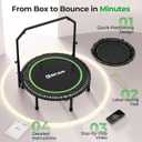 BCAN BT2 450/550LBS Mini Rebounder Trampoline for Adults with Bar, Fitness Trampoline with Bungees, Adjustable Handle, Stable & Quiet, Indoor Outdoor, Whole-Body Workout & Relaxation at Home-40IN/48IN