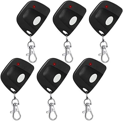 Kingdder 6 Pcs 8 Dip Switch 310mhz Garage Door Remote Compatible with Linear Delta 3 (DT DTA DTD DTC DNT00002A) Gate Opener Remote with Keychain (Black,White Button)