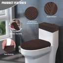 Toilet Lid Cover and Toilet Tank Cover Stretch Toilet Covers Set for Bathroom, Polyester Spandex Jacquard Fabric, Machine Washable, with Elastic Bottom, Coffee
