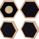 AHANDMAKER 4 PCS Single Coin Display Box, Hexagon Natural Beech Coin Box, Challenge Coin Display Case with Black Velvet Inside for Medal Display, Commemorative Coin Holder