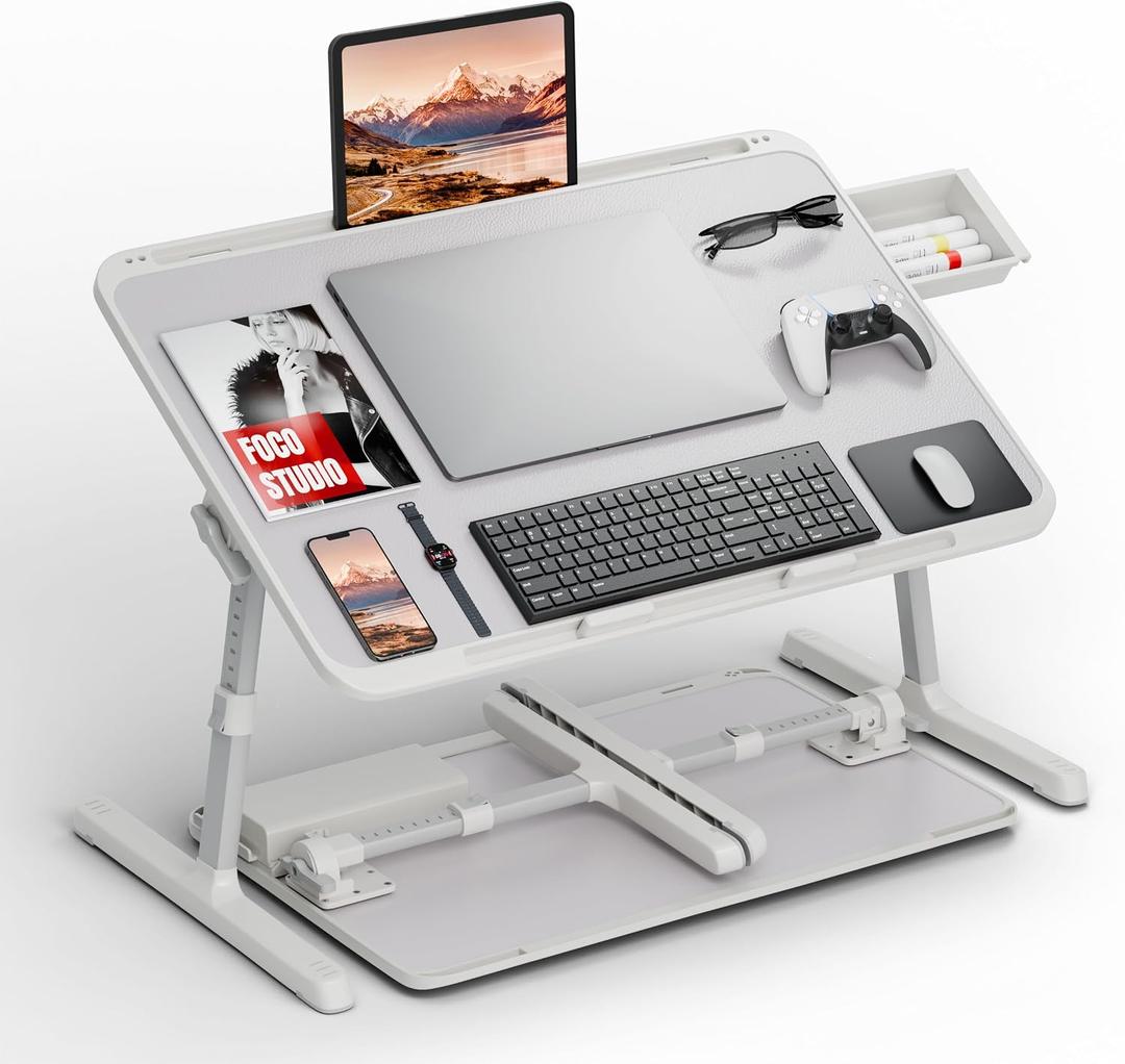 Potuopy Adjustable Laptop Lap Desk, X-Large Foldable Bed Table Tray