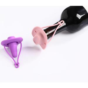 Silicone Wine Stopper Cute Wine Accessories Reusable Sealing plug Fun Cowboy Hat bottle Seals keep wine fresh Gifts for Wine Collector replacement Corks (Purple+Pink)