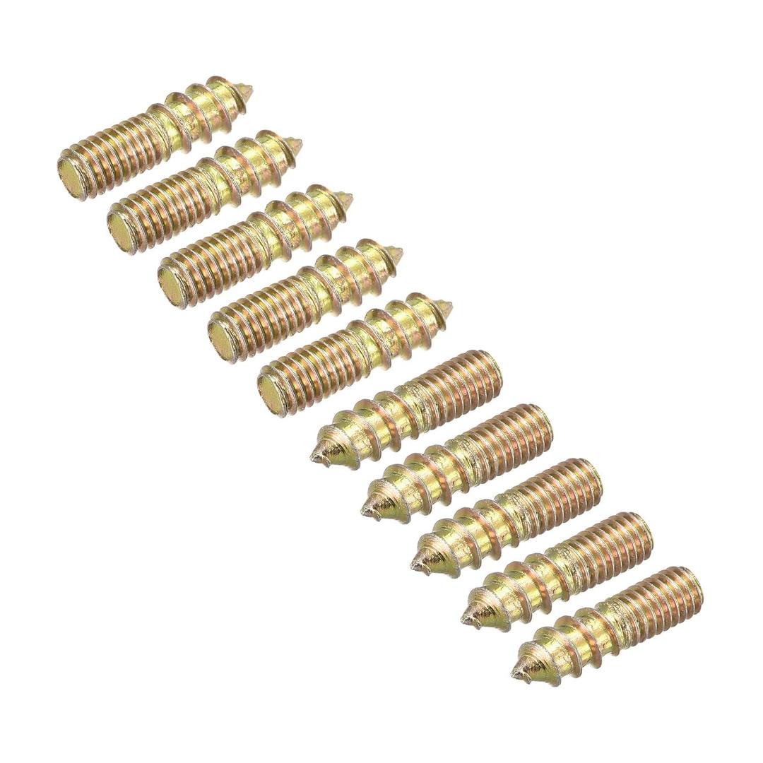 uxcell M6x25mm Hanger Bolts, 20pcs Double Ended Thread Dowel Screws for Wood Furniture